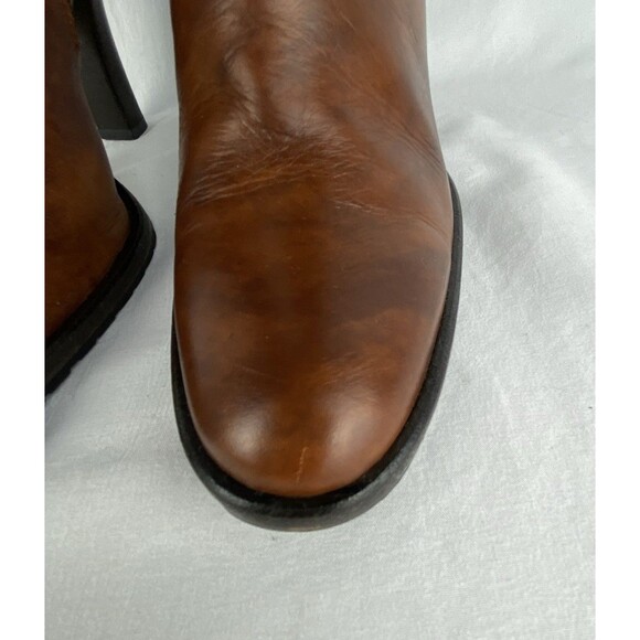 VTG J CREW Tall Boots Womens 5.5 Marbled Brown Leather Made in Italy High Heel - Picture 10 of 16